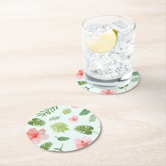 Tropische Hibiscus Ronde Kartonnen Onderzetter (Insitu)
