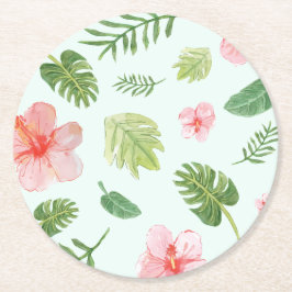 Tropische Hibiscus Ronde Kartonnen Onderzetter
