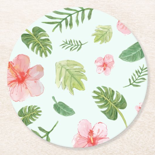 Tropische Hibiscus Ronde Kartonnen Onderzetter (Voorkant)