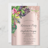 Tropische Hibiscus Roos Gold Drips Pensioen Kaart (Voorkant)