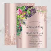 Tropische Hibiscus Roos Gold Drips Pensioen Kaart (Voorkant / Achterkant)