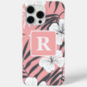Tropische Hibiscus roze gepersonaliseerd monogram Case-Mate iPhone Case (Achterkant)