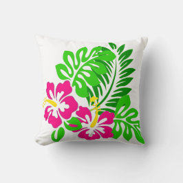 Tropische hibiscus roze groene ventilator werpt ku kussen
