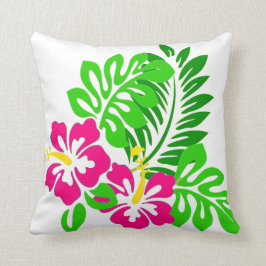 Tropische hibiscus roze groene ventilator werpt ku kussen