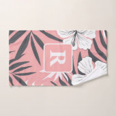 Tropische Hibiscus roze Monogram gepersonaliseerd Bad Handdoek (Handdoek)