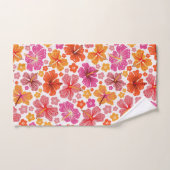 Tropische hibiscus - roze & sinaasappel bad handdoek (Handdoek)