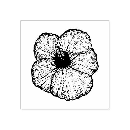Tropische hibiscus rubber stempel, bloem, plantaar rubberstempel (Afrduk)