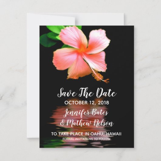Tropische Hibiscus Save the Date Aankondigingen (Voorkant)