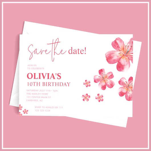 Tropische Hibiscus Save the Date Verjaardag Kaart