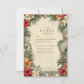 Tropische Hibiscus Schelp Bruiloft RSVP Kaartje (Voorkant)