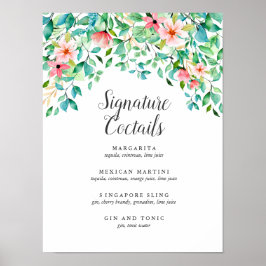 Tropische Hibiscus | Signature Cocktail Menu Sign. Poster