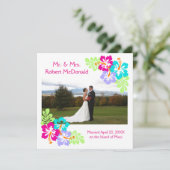 Tropische Hibiscus - Squre bruiloft Aankondiging (Staand voorkant)