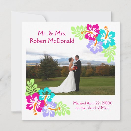 Tropische Hibiscus - Squre bruiloft Aankondiging (Voorkant)