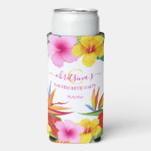 Tropische Hibiscus Strand Bruidsfeest Seltzer Blikjeskoeler (Seltzer Voorkant)