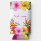 Tropische Hibiscus Strand Bruidsfeest Seltzer Blikjeskoeler (Achterkant)