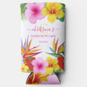 Tropische Hibiscus Strand Bruidsfeest Seltzer Blikjeskoeler (Voorkant)