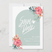 Tropische Hibiscus Strand bruiloft foto Save The Date (Voorkant)