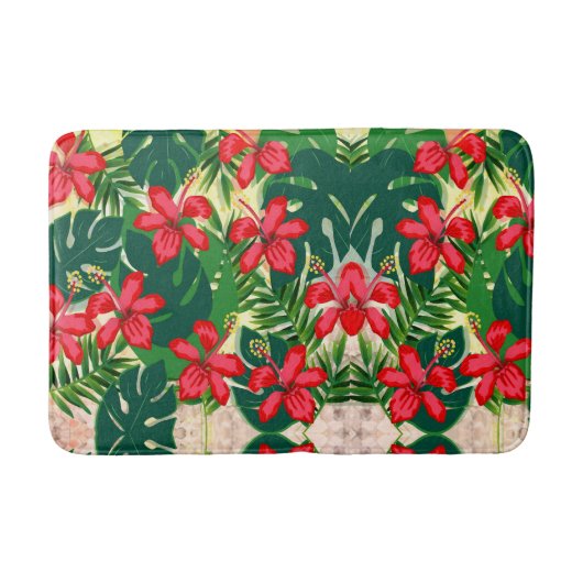 Tropische hibiscus strand stijl floral Bath Mat (Voorkant)