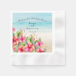 Tropische Hibiscus Strandbestemming Papieren Bord Servet