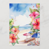 Tropische Hibiscus Strandbestemming Plat Menu (Achterkant)
