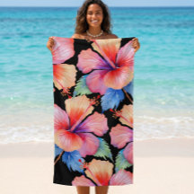 Tropische hibiscus strandhanddoek