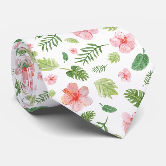 Tropische Hibiscus Stropdas (Opgerold)