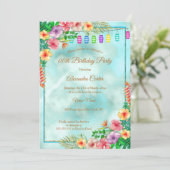 Tropische Hibiscus Summer Birthday Party Kaart (Staand voorkant)