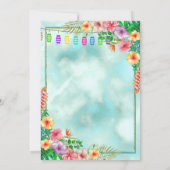 Tropische Hibiscus Summer Birthday Party Kaart (Achterkant)
