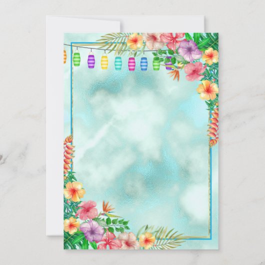 Tropische Hibiscus Summer Birthday Party Kaart (Achterkant)