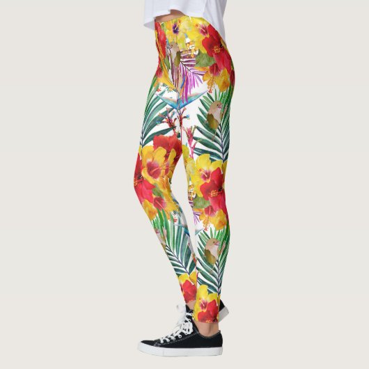 Tropische Hibiscus Summer Pattern Leggings (Links)