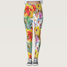 Tropische Hibiscus Summer Pattern Leggings