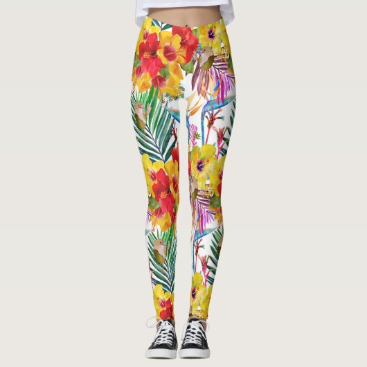 Tropische Hibiscus Summer Pattern Leggings (Voorkant)