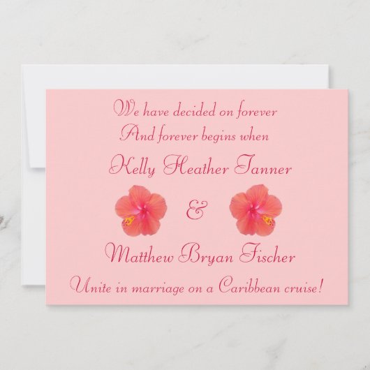 Tropische Hibiscus Trouwreceptie Uitnodiging (Voorkant)