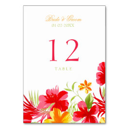 Tropische Hibiscus Trouwtafel Nummer Kaart