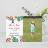 Tropische Hibiscus Verjaardag Foto Dank u kaart (Staand voorkant)