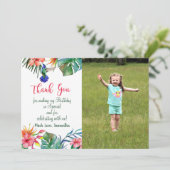 Tropische Hibiscus Verjaardag Foto Dank u kaart (Staand voorkant)