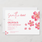 Tropische Hibiscus Verjaardag roze Save The Date (Voorkant)