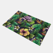 Tropische hibiscus vogel van het paradijsblad deurmat (Schuin)