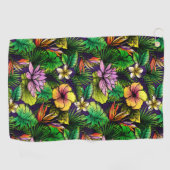 Tropische hibiscus vogel van het paradijsblad golfhanddoek (Horizontaal)