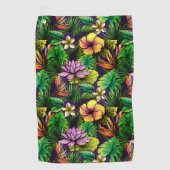 Tropische hibiscus vogel van het paradijsblad golfhanddoek (Voorkant)