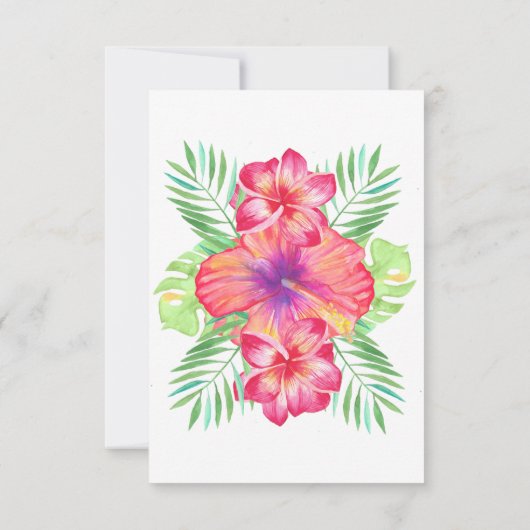 Tropische hibiscus Waterverf Beach Weddenschap RSV Kaart (Achterkant)