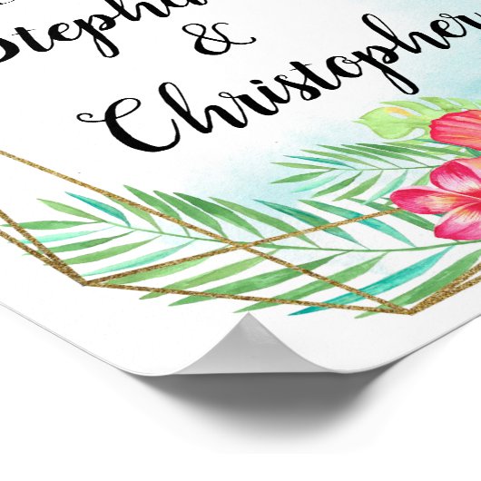 Tropische Hibiscus Waterverf Beach Weddenschap Wel Poster (Hoek)