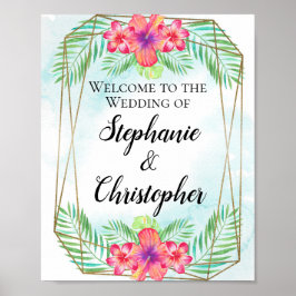 Tropische Hibiscus Waterverf Beach Weddenschap Wel Poster