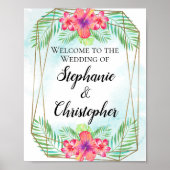 Tropische Hibiscus Waterverf Beach Weddenschap Wel Poster (Voorkant)