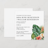 Tropische Hibiscus Waterverf bruiloft uitnodiging (Voorkant / Achterkant)