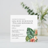 Tropische Hibiscus Waterverf bruiloft uitnodiging (Staand voorkant)