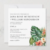 Tropische Hibiscus Waterverf bruiloft uitnodiging (Voorkant)