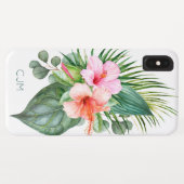 Tropische Hibiscus Waterverf met Monogram Case-Mate iPhone Case (Achterkant (horizontaal))