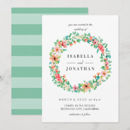 Tropische hibiscus | Waterverf volledige krans bru Kaart