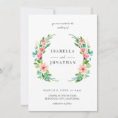 Tropische Hibiscus | Waterverf Wreath bruiloft Kaart (Voorkant)